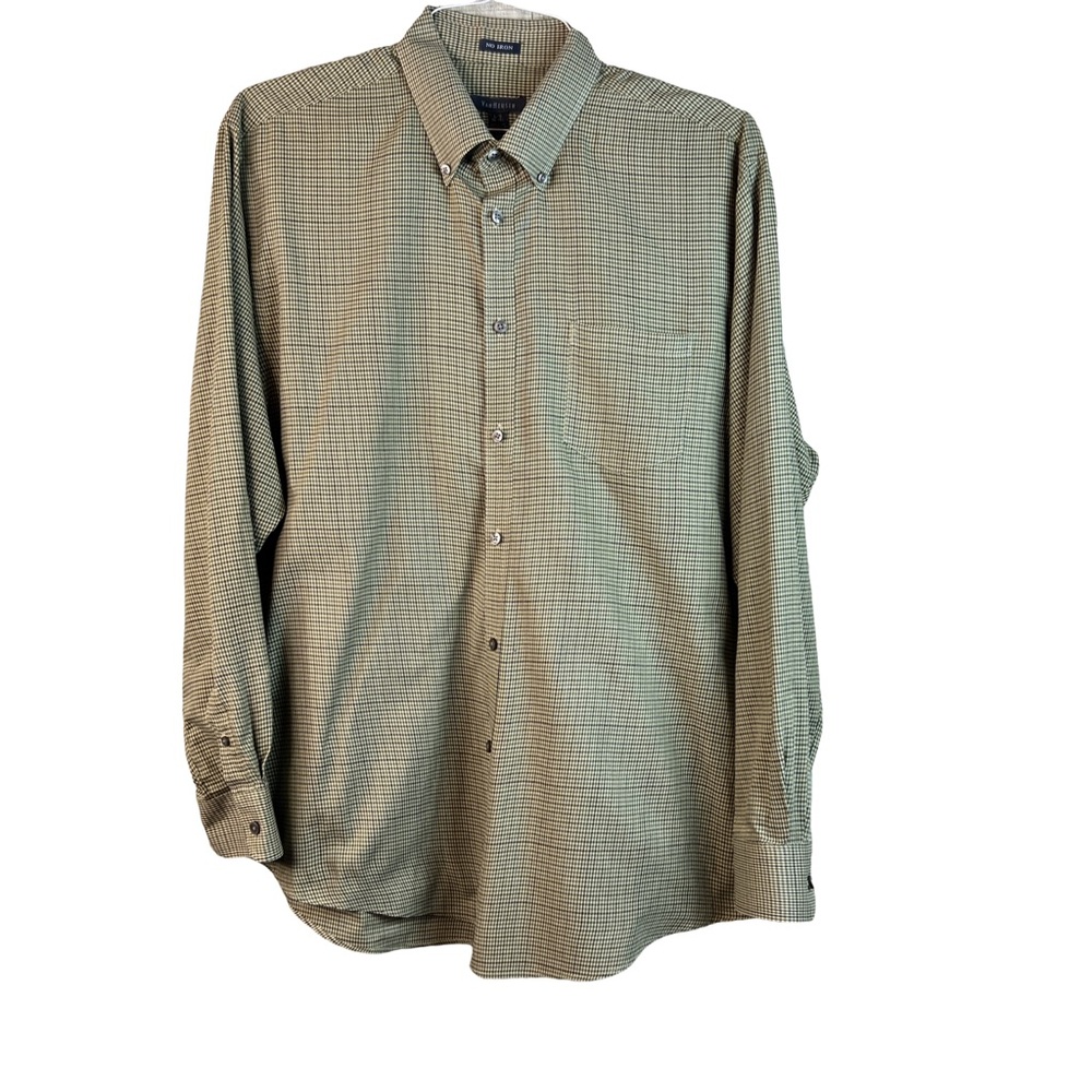 Van Heusen Size Large 16-16-1/2 No Iron Plaid Print Long Sleeve Buttonup…